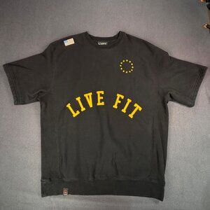 Live Fit Heavyweight Short Sleeve Crewneck Black Work out Sweater Mens XXL